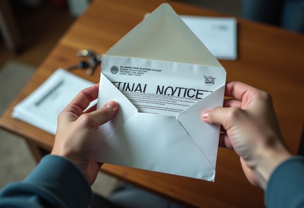 A person looking stressed while reviewing IRS tax documents, illustrating the complexity of tax debt and IRS collection notices.