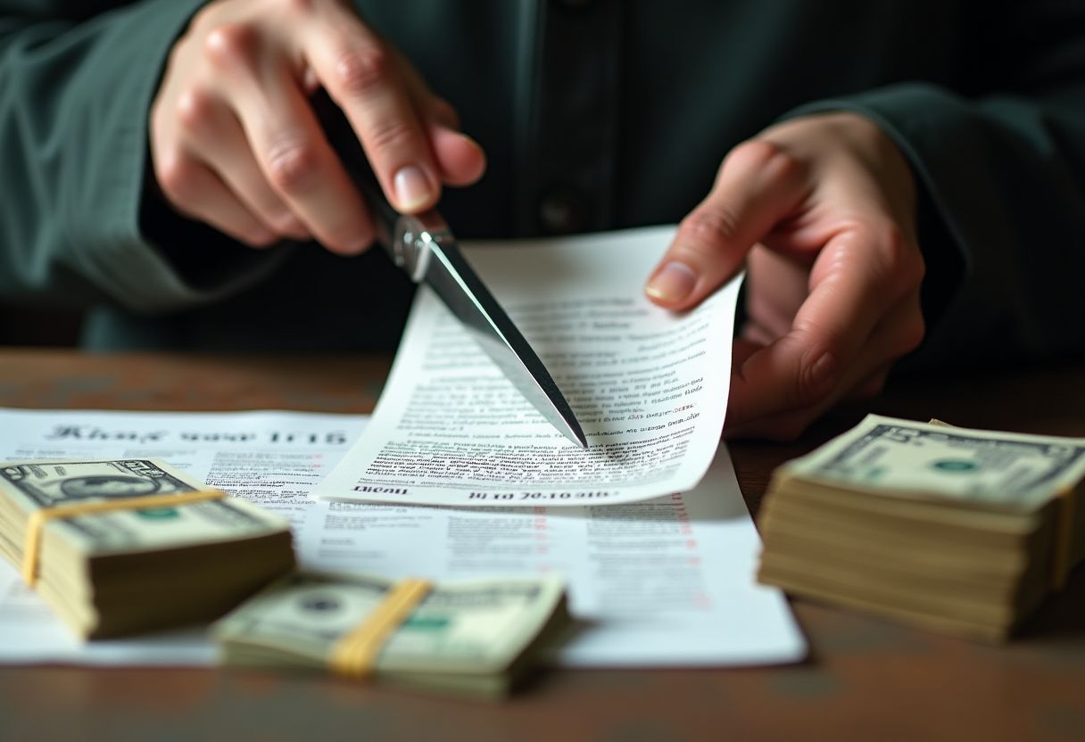 Hands exchanging cash for documents, symbolizing the process of selling structured settlement periodic payments for a lump sum.